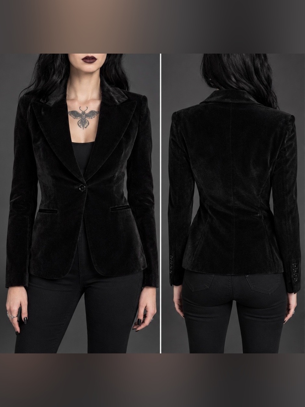 NWOT Rare Straight To Hell Velvet Blazer